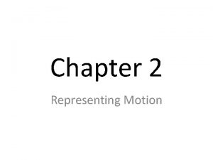 Chapter 2 Representing Motion I Motion A description