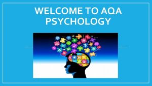 WELCOME TO AQA PSYCHOLOGY What is Psychology It