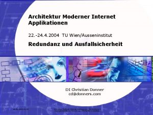 Architektur Moderner Internet Applikationen 22 24 4 2004