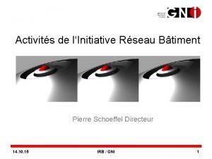 Activits de lInitiative Rseau Btiment Pierre Schoeffel Directeur