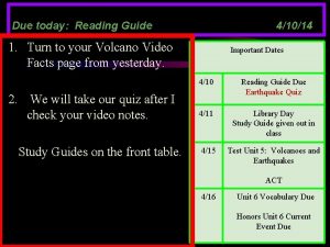 Due today Reading Guide 41014 1 Turn to