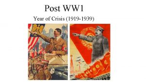 Post WW 1 Year of Crisis 1919 1939
