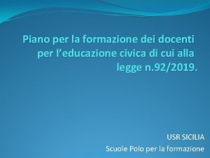 Piano per la formazione dei docenti per leducazione