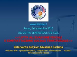 www ficiesse it Roma 16 novembre 2015 INCONTRO