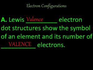 Electron Configurations Valence A Lewis electron dot structures