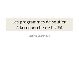 Les programmes de soutien la recherche de l