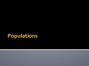 Populations How Populations Grow Characteristics of Populations Population