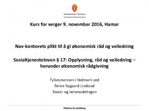 Kurs for verger 9 november 2016 Hamar Navkontorets