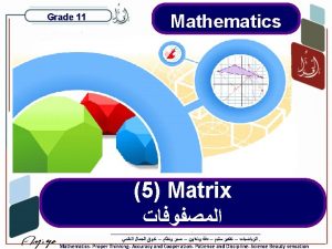 Grade 11 Mathematics 5 Matrix Mathematics Proper Thinking