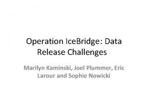 Operation Ice Bridge Data Release Challenges Marilyn Kaminski