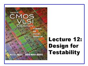 Lecture 12 Design for Testability Outline q Testing