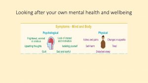Looking after your own mental health and wellbeing