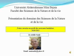 Universit Abderrahmane Mira Bejaia Facult des Sciences de