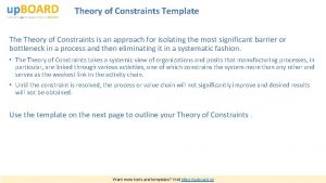 Theory of Constraints Template Theory of Constraints is