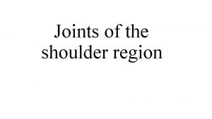 Joints of the shoulder region 3 Joints acromioclavicular