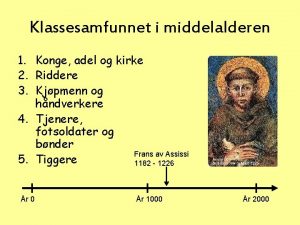 Klassesamfunnet i middelalderen 1 Konge adel og kirke