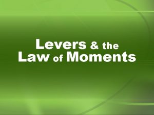 Levers the Law of Moments Lever A lever