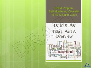 ESEA Program SelfMonitoring Checklist 18 19 October Cycle