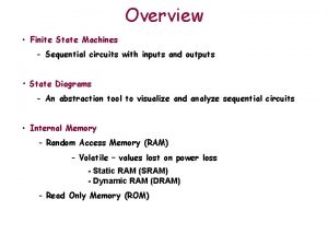 Overview Finite State Machines Sequential circuits with inputs