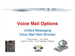 Voice Mail Options Unified Messaging Voice Mail Web