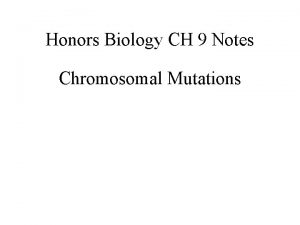 Honors Biology CH 9 Notes Chromosomal Mutations What