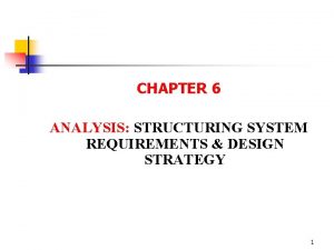 CHAPTER 6 ANALYSIS STRUCTURING SYSTEM REQUIREMENTS DESIGN STRATEGY