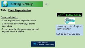 Title Plant Reproduction Success Criteria I can explain