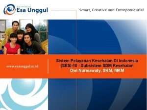 Sistem Pelayanan Kesehatan Di Indonesia SESI10 Subsistem SDM