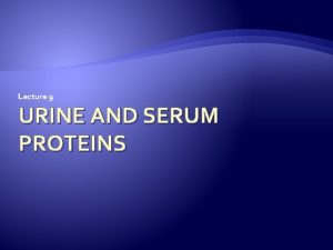 Lecture 9 URINE AND SERUM PROTEINS Proteinuria Presence