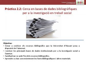 Tcniques d Investigaci Social per al Treball Social