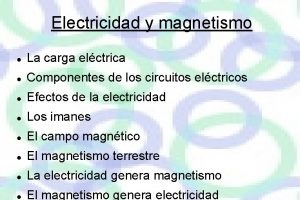 Electricidad y magnetismo La carga elctrica Componentes de