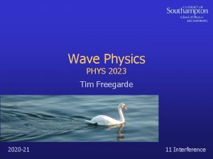 Wave Physics PHYS 2023 Tim Freegarde 2020 21