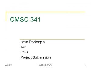 CMSC 341 Java Packages Ant CVS Project Submission