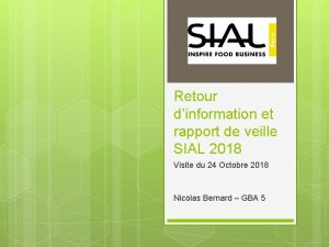 Retour dinformation et rapport de veille SIAL 2018