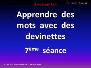 2 mots par jour Le corps humain Apprendre