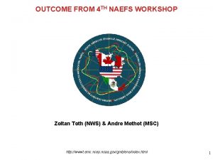 OUTCOME FROM 4 TH NAEFS WORKSHOP Zoltan Toth