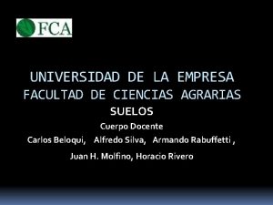 UNIVERSIDAD DE LA EMPRESA FACULTAD DE CIENCIAS AGRARIAS