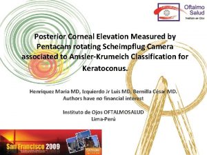 Posterior Corneal Elevation Measured by Pentacam rotating Scheimpflug