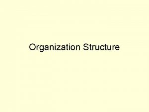 Organization Structure Organization Structure Organization Design The framework