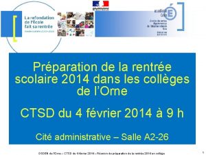 Prparation de la rentre scolaire 2014 dans les