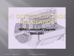 H 1 DETECTOR UPGRADE INSTALLATION HERA Luminosity Upgrade