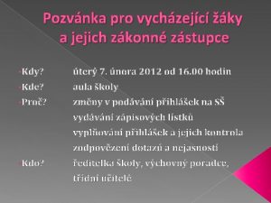 Pozvnka pro vychzejc ky a jejich zkonn zstupce