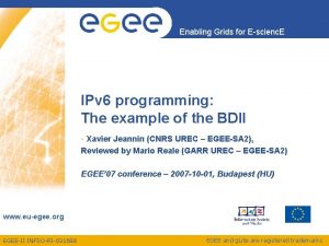 Enabling Grids for Escienc E IPv 6 programming