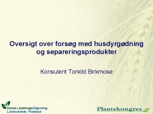 Oversigt over forsg med husdyrgdning og separeringsprodukter Konsulent