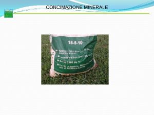 CONCIMAZIONE MINERALE Funzioni di nutrizione del terreno Fertilizzazione