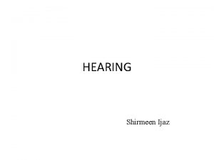 HEARING Shirmeen Ijaz Sound Wave Properties Wavelength The