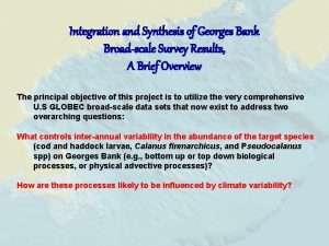 Integration and Synthesis of Georges Bank Broadscale Survey