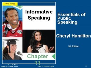 Informative Essentials of Speaking Public Speaking Cheryl Hamilton