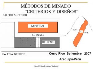 MTODOS DE MINADO CRITERIOS Y DISEOS Cerro Rico