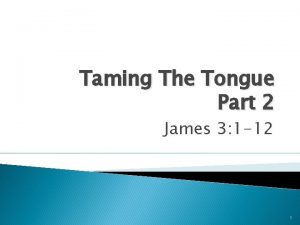 Taming The Tongue Part 2 James 3 1